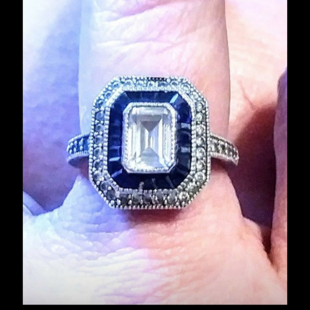 Silver and Sapphire ring size 7